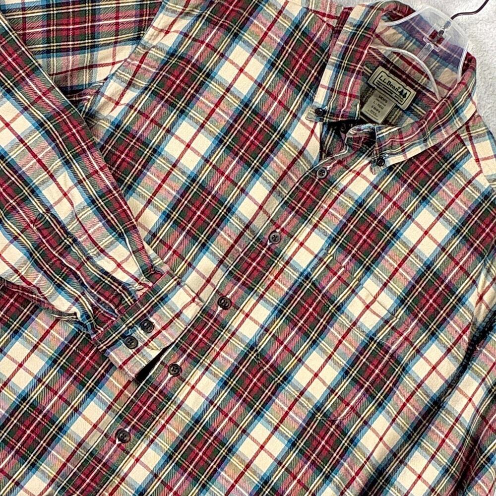 VTG LL Bean Flannel Shirt Mens L Red Plaid Preppy Grunge Classic Outdoors 90s